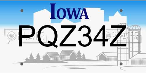 PQZ34Z Iowa License Plate