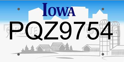 PQZ9754 Iowa License Plate