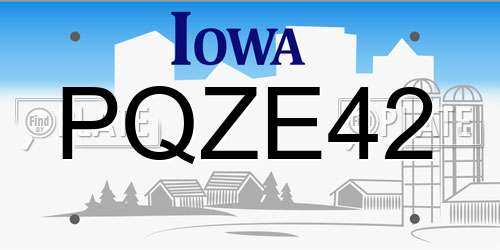 PQZE42 Iowa License Plate