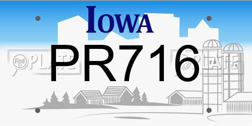 PR716 Iowa License Plate
