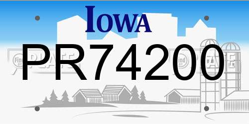 PR74200 Iowa License Plate