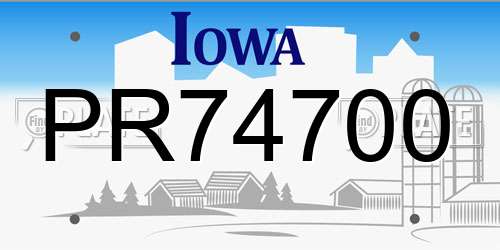 PR74700 Iowa License Plate