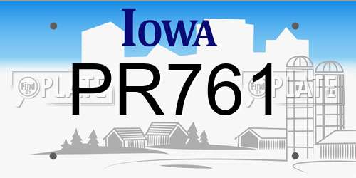PR761 Iowa License Plate