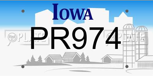 PR974 Iowa License Plate