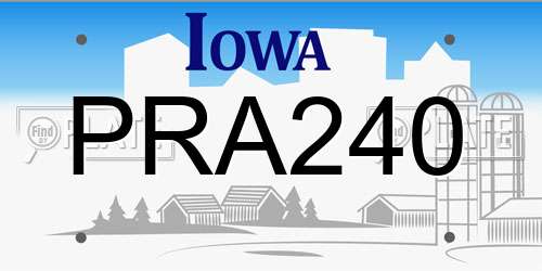 PRA240 Iowa License Plate