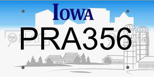 PRA356 Iowa License Plate