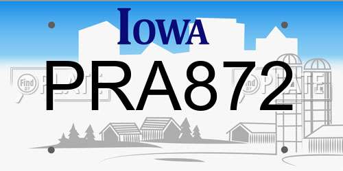 PRA872 Iowa License Plate