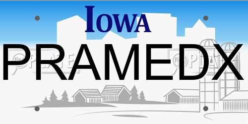 PRAMEDX Iowa License Plate