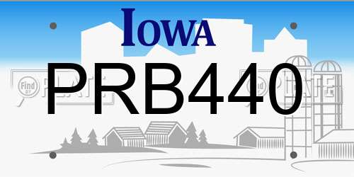PRB440 Iowa License Plate