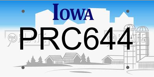 PRC644 Iowa License Plate