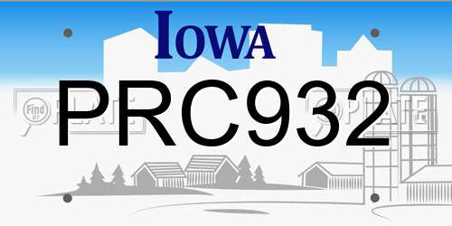 PRC932 Iowa License Plate