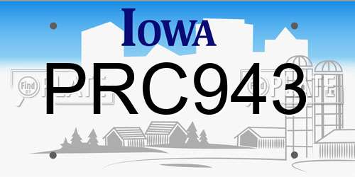 PRC943 Iowa License Plate