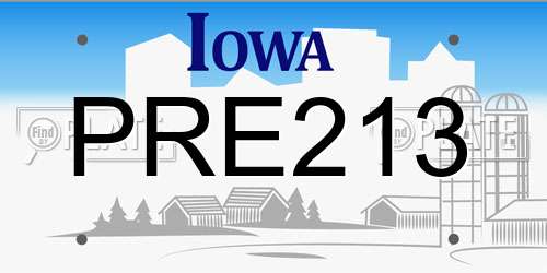PRE213 Iowa License Plate