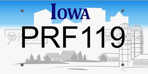 PRF119 Iowa License Plate