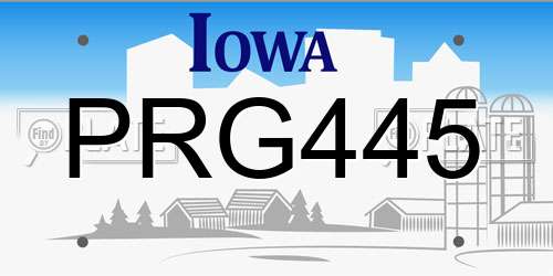 PRG445 Iowa License Plate