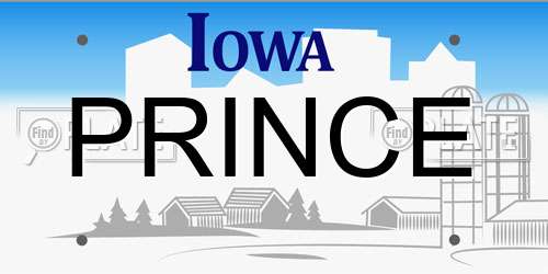 PRINCE Iowa License Plate