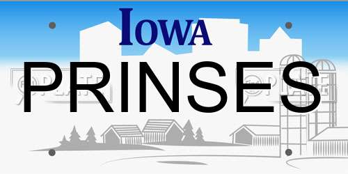 PRINSES Iowa License Plate
