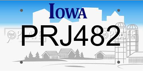 PRJ482 Iowa License Plate