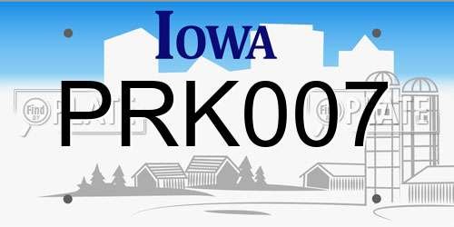 PRK007 Iowa License Plate