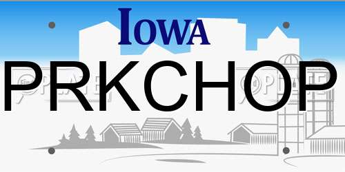 PRKCHOP Iowa License Plate