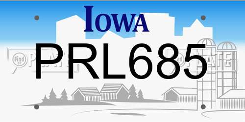 PRL685 Iowa License Plate
