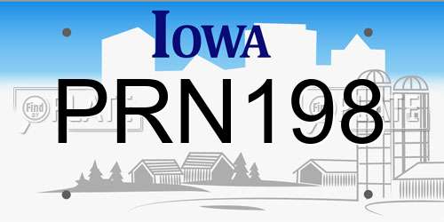 PRN198 Iowa License Plate