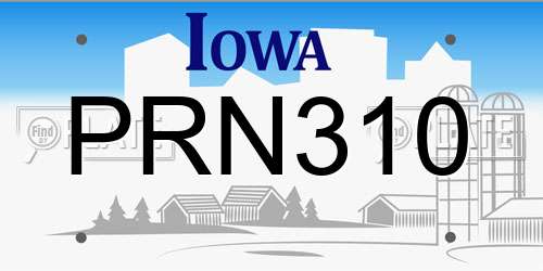 PRN310 Iowa License Plate