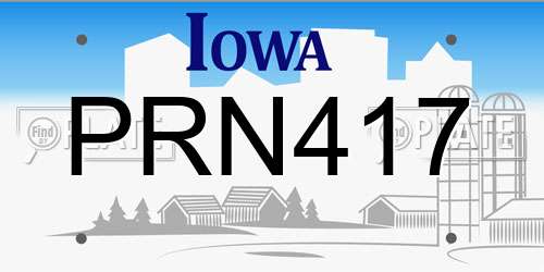PRN417 Iowa License Plate