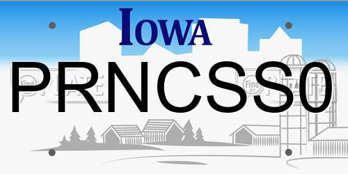 PRNCSS0 Iowa License Plate
