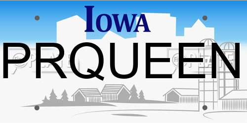 PRQUEEN Iowa License Plate