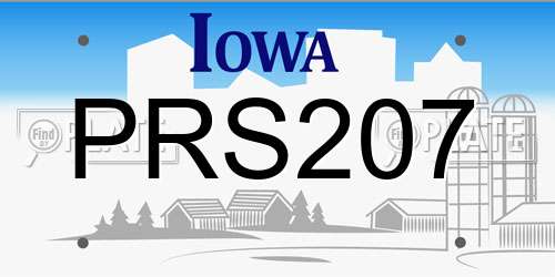 PRS207 Iowa License Plate