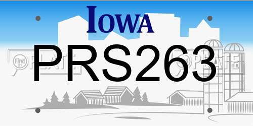 PRS263 Iowa License Plate