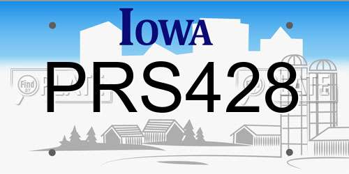 PRS428 Iowa License Plate