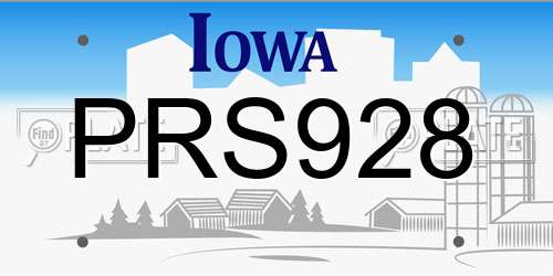 PRS928 Iowa License Plate
