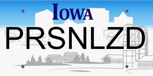 PRSNLZD Iowa License Plate