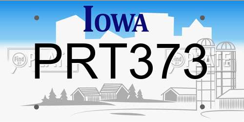 PRT373 Iowa License Plate