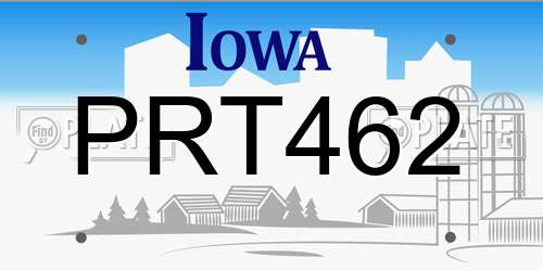 PRT462 Iowa License Plate