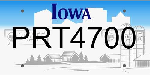 PRT4700 Iowa License Plate