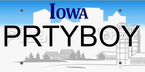 PRTYBOY Iowa License Plate