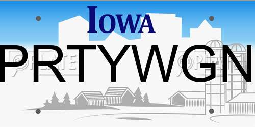 PRTYWGN Iowa License Plate