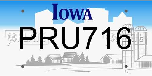 PRU716 Iowa License Plate