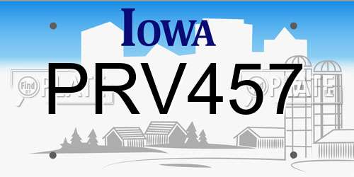 PRV457 Iowa License Plate