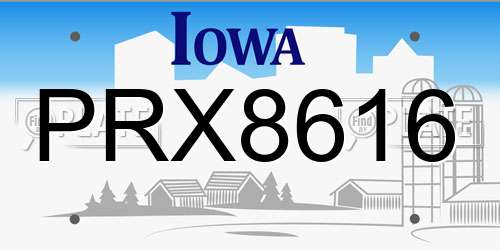 PRX8616 Iowa License Plate