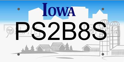 PS2B8S Iowa License Plate
