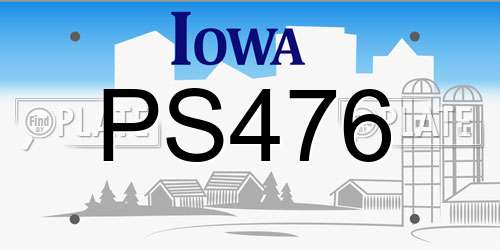 PS476 Iowa License Plate