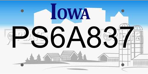 PS6A837 Iowa License Plate