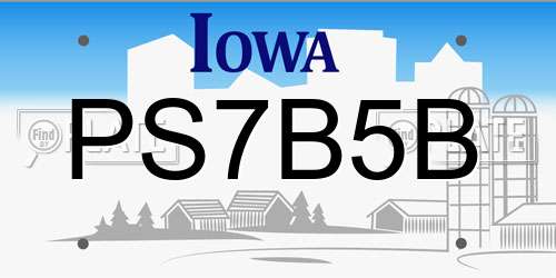 PS7B5B Iowa License Plate