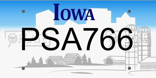 PSA766 Iowa License Plate