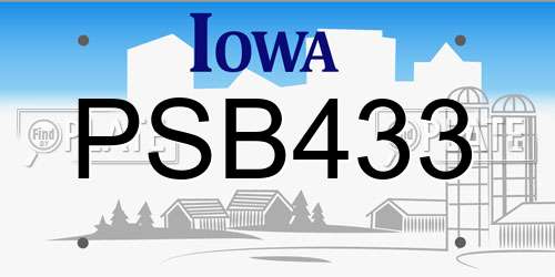 PSB433 Iowa License Plate