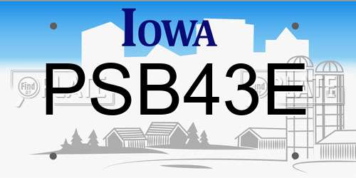 PSB43E Iowa License Plate